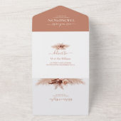Elegant Boho Terracotta Pampas Wedding All In One Uitnodiging (Buitenkant)
