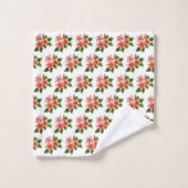 Elégant Boho Tropical Fleurs roses sur blanc (Gant de toilette)