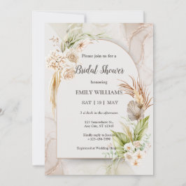 Elegant Boho Tropical Pampas Grass Bridal Shower Kaart