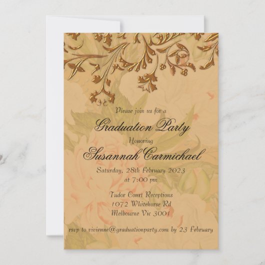 Elegant Boho Vintage Graduation Party Invitation (Devant)
