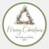 Elegant Boho Watercolor Holiday Gift Wrap Sticker (Devant)