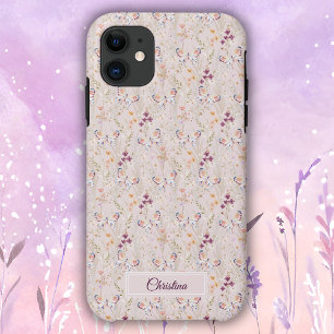 Elegant Boho Waterverf Bloemvlinder Monogram iPhone 11 Hoesje