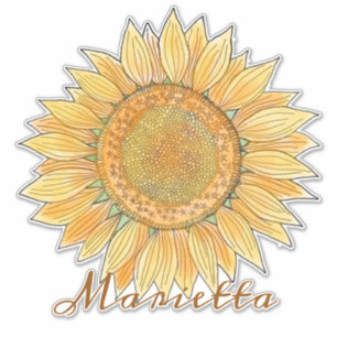 Elegant Boho Waterverf Sunflower Art, gepersonalis Sticker