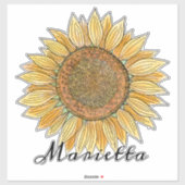 Elegant Boho Waterverf Sunflower Art, gepersonalis Sticker (Vel)