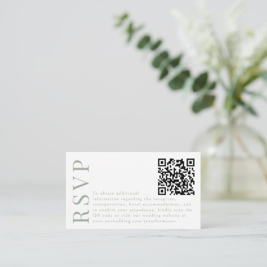 Elegant Boho Wedding RSVP QR cartes de code (Debout devant)