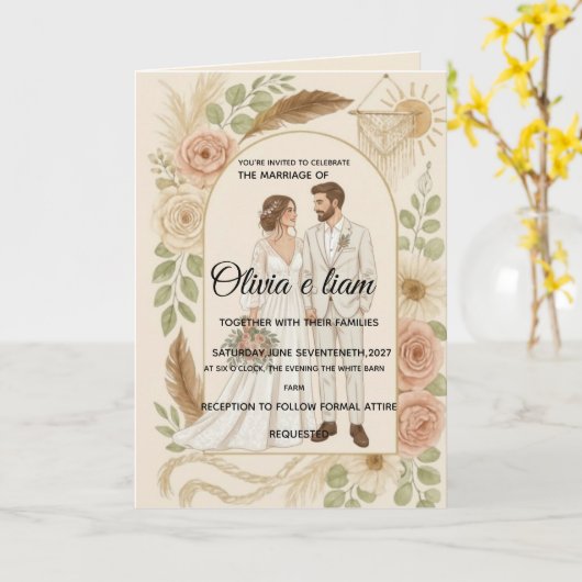 Elegant Boho Wedding Stationery Suite - Olivia & L Kaart (Gele Bloem)
