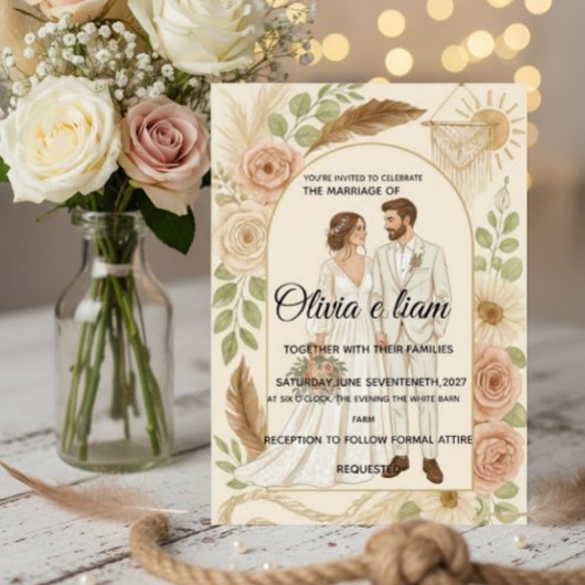 Elegant Boho Wedding Stationery Suite - Olivia & L Kaart