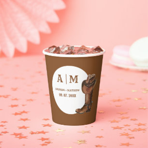 Elegant Boho Western Cowboy Bruiloft Dank u Papieren Bekers