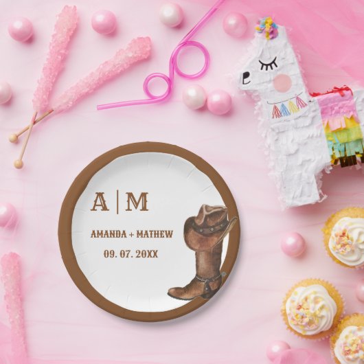 Elegant Boho Western Cowboy Bruiloft Dank u Papieren Bordje (Feest)