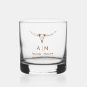 Elegant Boho Western Cowboy Bruiloft Whisky Glas (Voorkant)