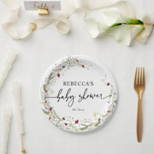 Elegant Boho Wildbloemen Baby shower Papieren Bord