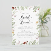 Elegant Boho Wildbloemen Bridal Brunch Kaart (Staand voorkant)