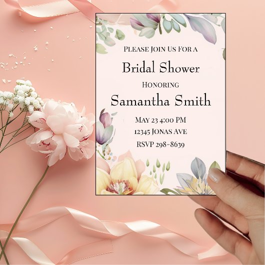 Elegant BOHO Wildflower Bridal Shower Invitation Kaart
