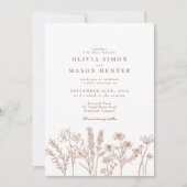 Elegant Boho Wildflower Burnt Sinaasappel Wedding Kaart (Voorkant)