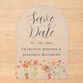 Elegant Boho Wildflower Meadow Wedding Acryl Uitnodigingen (Voorkant)