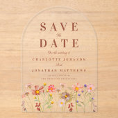 Elegant Boho Wildflower Meadow Wedding Acryl Uitnodigingen (Voorkant)