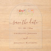 Elegant Boho Wildflower Meadow Wedding Acryl Uitnodigingen (Voorkant)