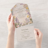 Elegant Boho Wildflower Wedding All In One Uitnodiging (Afscheurbaar)