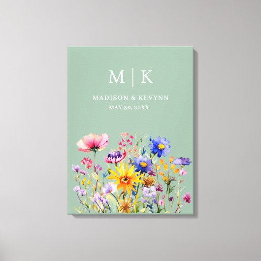 Elegant Boho Wildflower Wedding Canvas Afdruk (Voorkant)