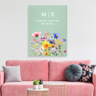 Elegant Boho Wildflower Wedding Canvas Afdruk