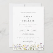 Elegant Boho Wildflower Wedding Invitation Kaart (Voorkant)