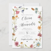 Elegant Boho Wildflower Wedding Invitting Kaart (Voorkant)