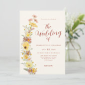 Elegant Boho Wildflower Wedding Kaart (Staand voorkant)