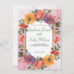 Elegant Boho Wildflower Wedding Uitnodiging