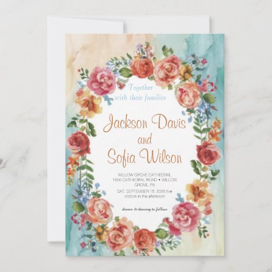 Elegant Boho Wildflower Wedding Uitnodiging (Voorkant)
