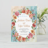 Elegant Boho Wildflower Wedding Uitnodiging (Staand voorkant)