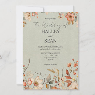 Elegant Boho Wildflower Wedding Uitnodiging