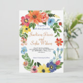 Elegant Boho Wildflower Wedding Uitnodiging (Staand voorkant)