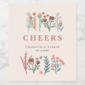 Elegant Boho Wildflower Wedding Wijn Etiket (Enkel label)