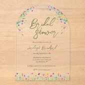 Elegant Boho wildflowers Script vrijgezellenfeest Acryl Uitnodigingen (Voorkant)