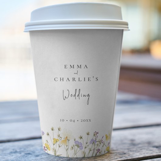 Elegant Boho Wildflowers Wedding Papieren Bekers