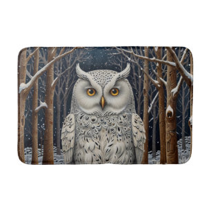 Elegant boho witte uil bos winterbos badmat