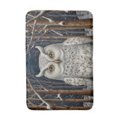 Elegant boho witte uil bos winterbos badmat (Voorkant Verticaal)