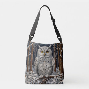 Elegant boho witte uil bos winterbos crossbody tas