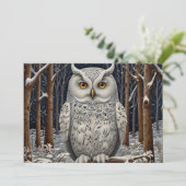 Elegant boho witte uil bos winterbos kaart (Staand voorkant)