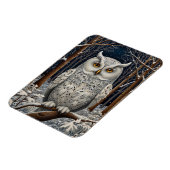 Elegant boho witte uil bos winterbos magneet (Linkerzijde)