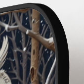 Elegant boho witte uil bos winterbos pickleball paddle (Links Detail)