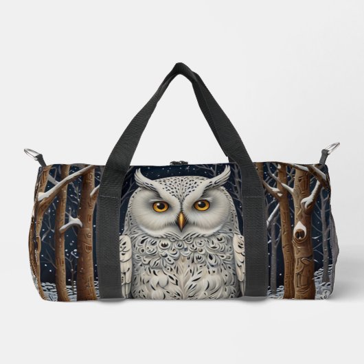 Elegant boho witte uil bos winterbos plunjezak (Voorkant)