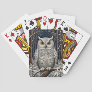 Elegant boho witte uil bos winterbos pokerkaarten