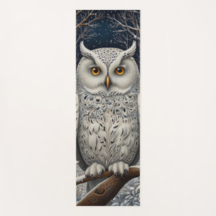 Elegant boho witte uil bos winterbos yogamat