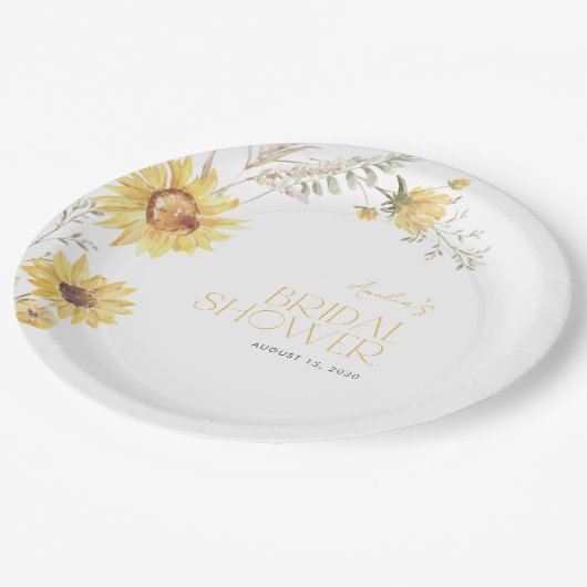 Elegant Boho Zonnebloem Botanisch Vrijgezellenfees Papieren Bordje (Gekanteld)