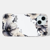Elegant Boho Zwart Wit Bloemen Monogram Case-Mate iPhone Case (Achterkant (horizontaal))