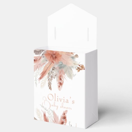 Elegant bohoPampas grass Baby shower Bedankdoosjes (Geopend)