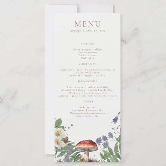 Élégant bois | Menu de mariage forestier (Devant)