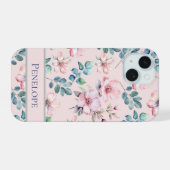 Élégant Boîtier de téléphone à motif floral rose (Verso Horizontal)