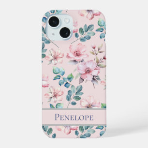 Élégant Boîtier de téléphone à motif floral rose